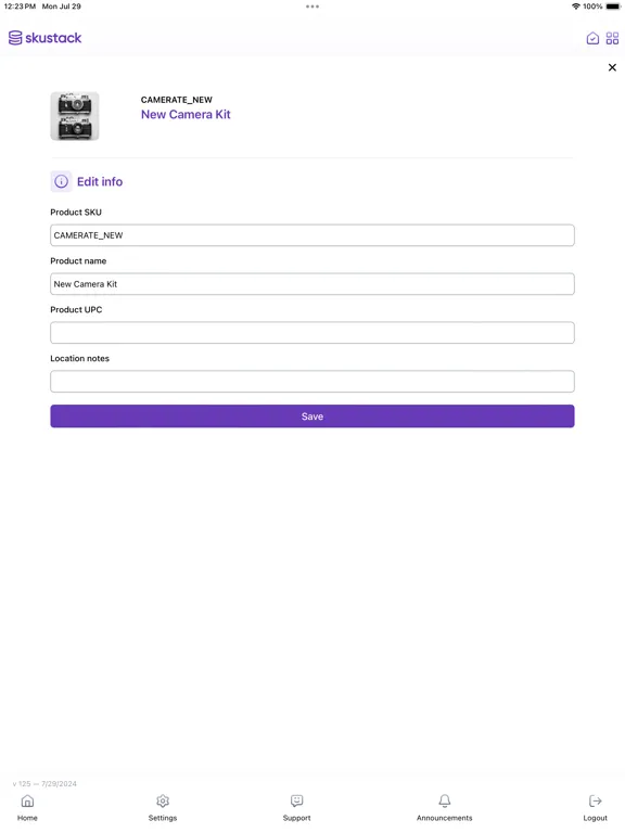 ภาพหน้าจอของ Skustack iPad 