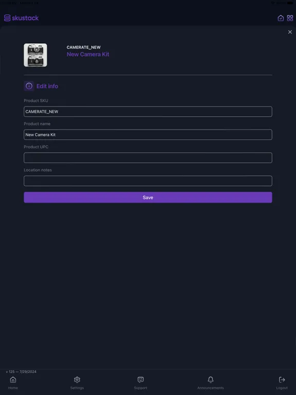 ภาพหน้าจอของ Skustack iPad 