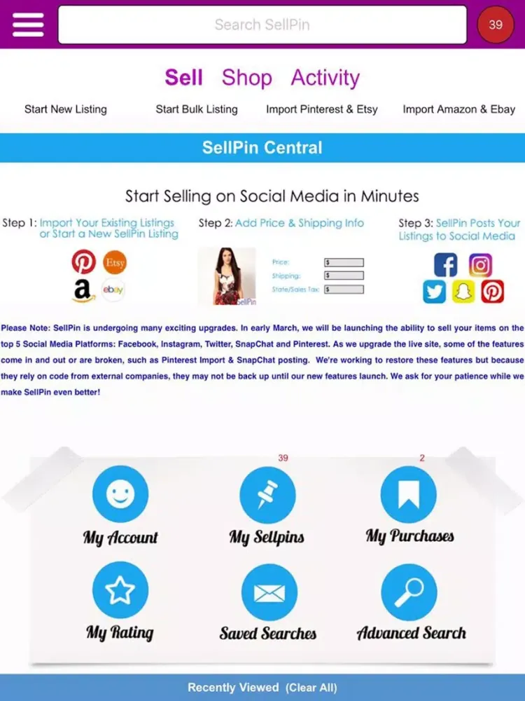SellPin - Social Media Selling iPad  سکرین شاٹس