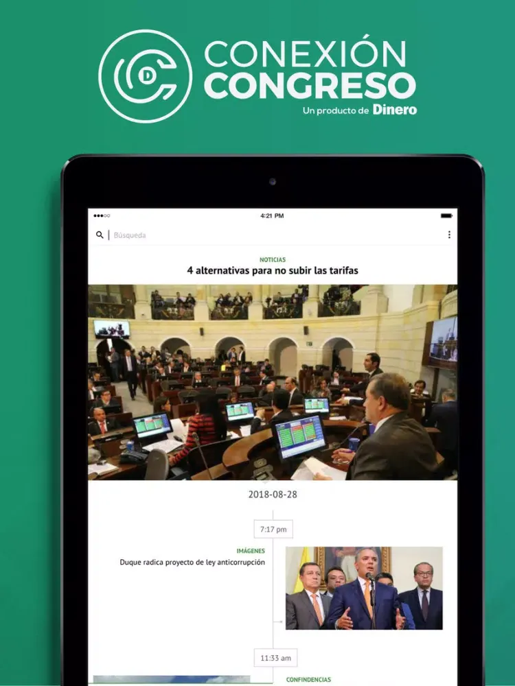 Tangkapan layar Conexión Congreso iPad 