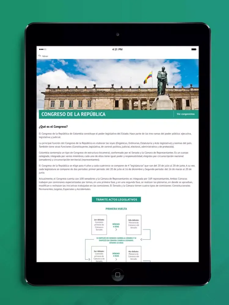 Tangkapan layar Conexión Congreso iPad 