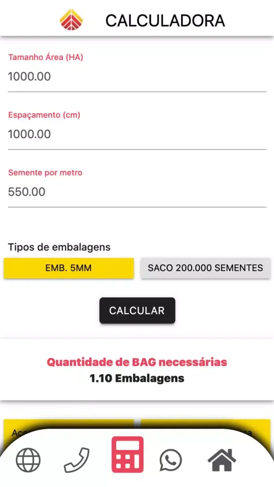 Calculadora de Sementes Soja Screenshots