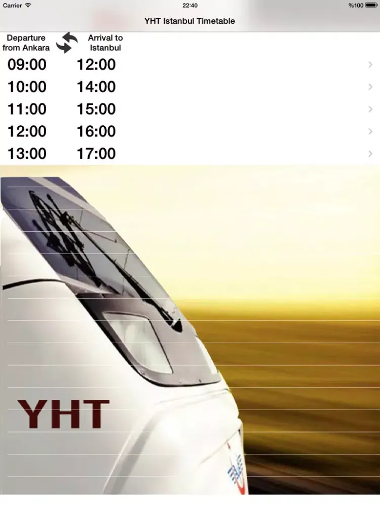 تصاویر YHT Istanbul Timetable iPad 