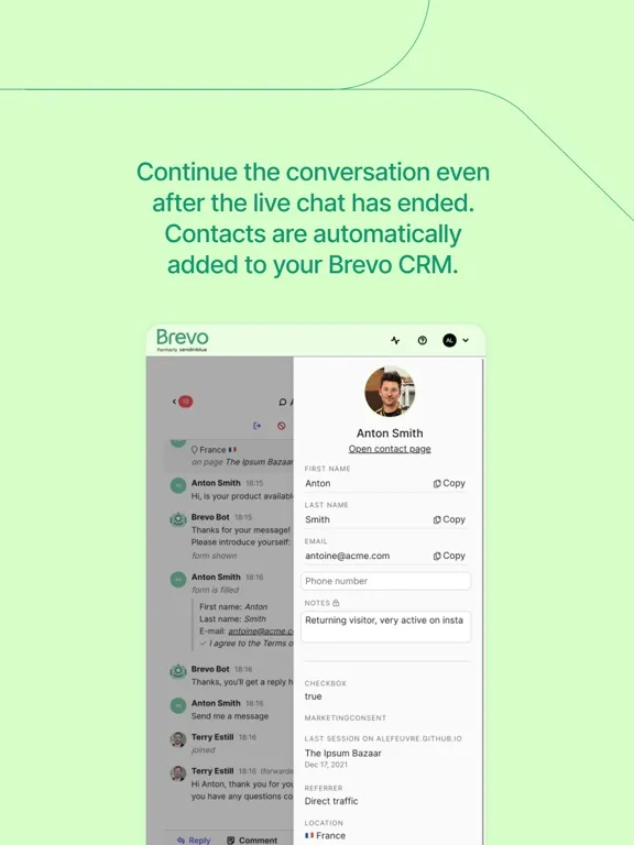 Ảnh chụp màn hình của Conversations by Brevo iPad 
