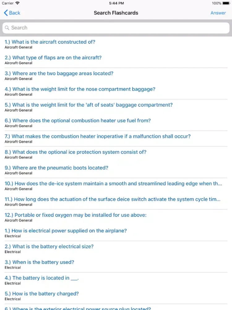 Piper Seneca II PA34 Study App iPad  스크린샷