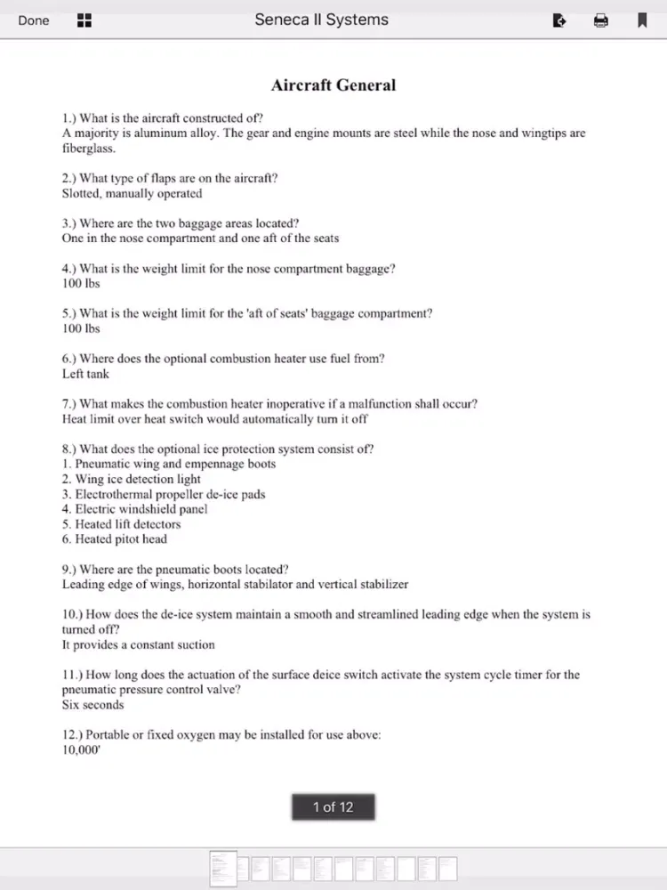 Piper Seneca II PA34 Study App iPad  스크린샷