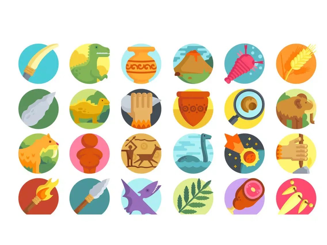 Capturas de tela do Prehistoric Stickers. iPad 