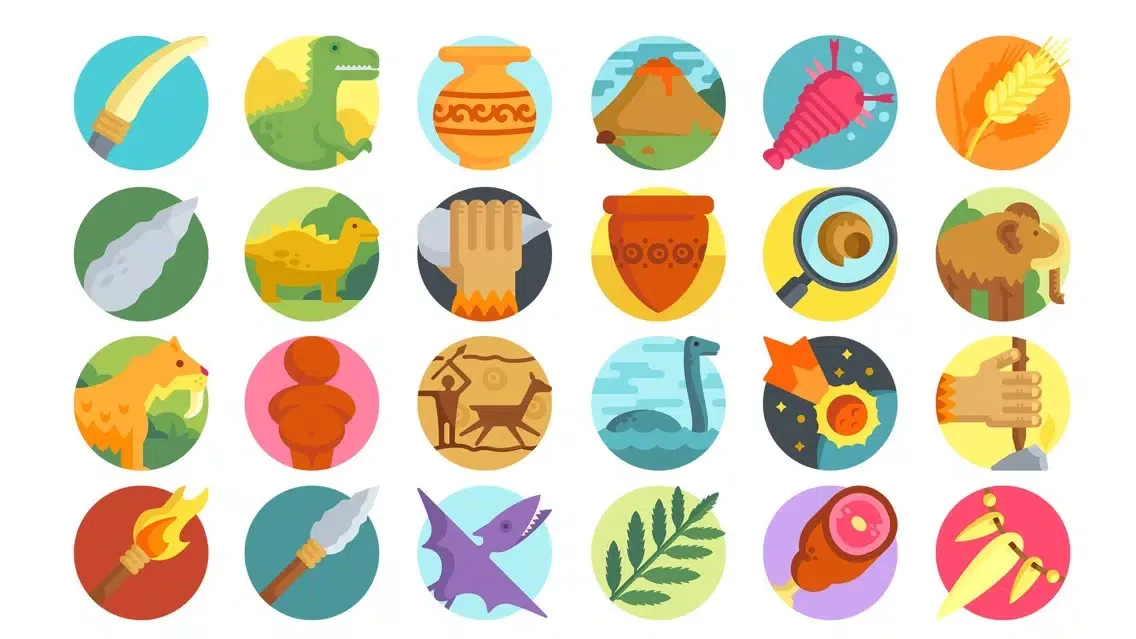 Capturas de tela do Prehistoric Stickers.