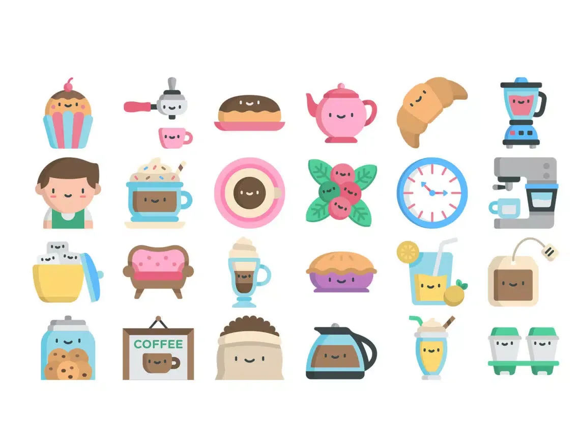 تصاویر Coffee Shop Stickers. iPad 