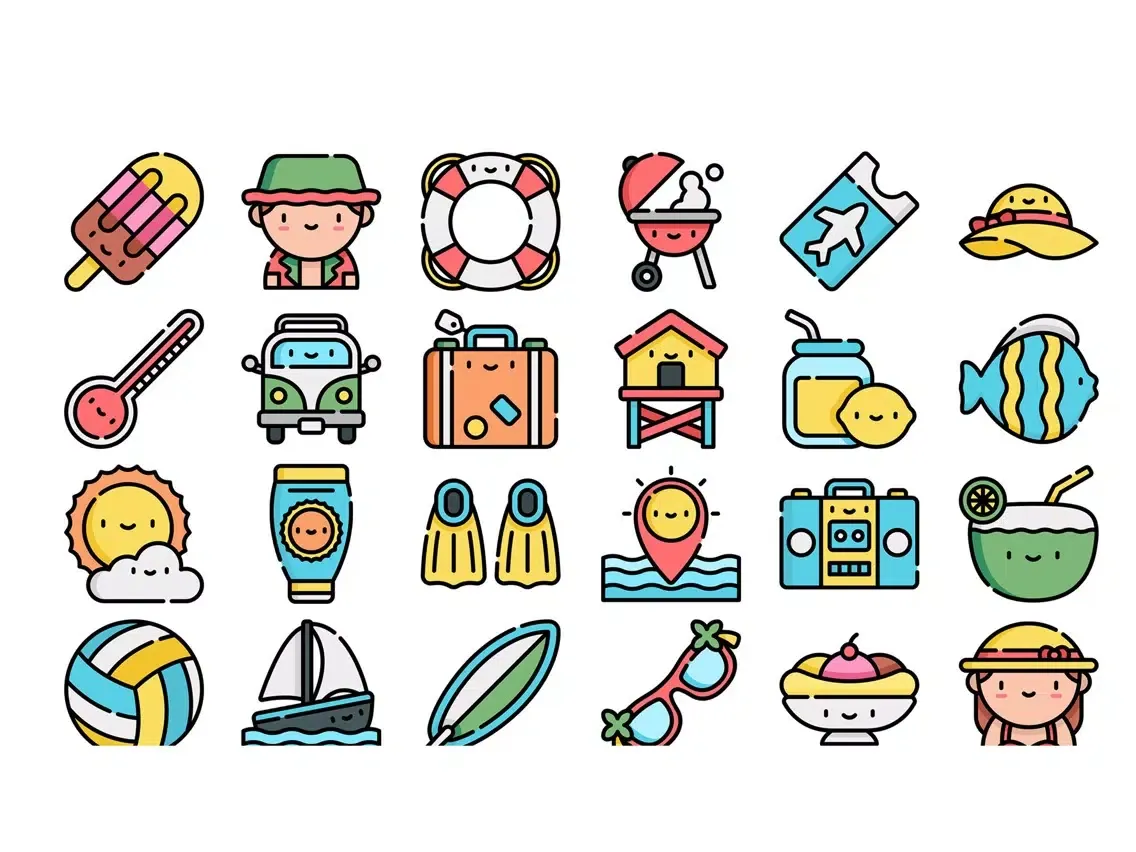 Summer Holidays Stickers. iPad  Ekran Görüntüleri
