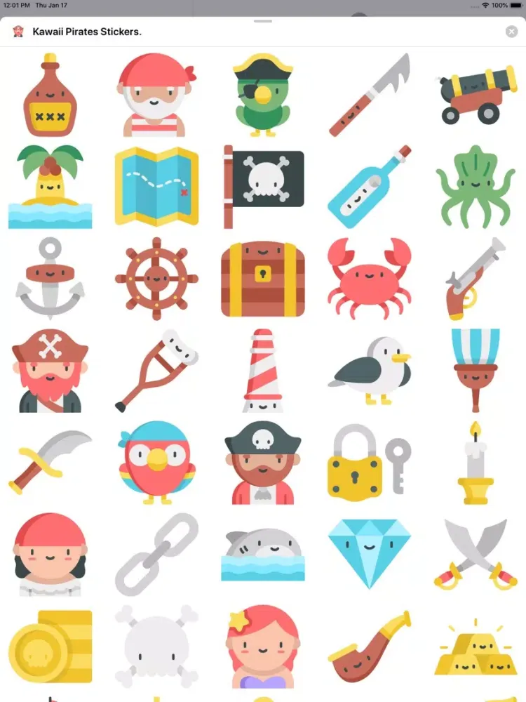 Ảnh chụp màn hình của Kawaii Pirates Stickers. iPad 