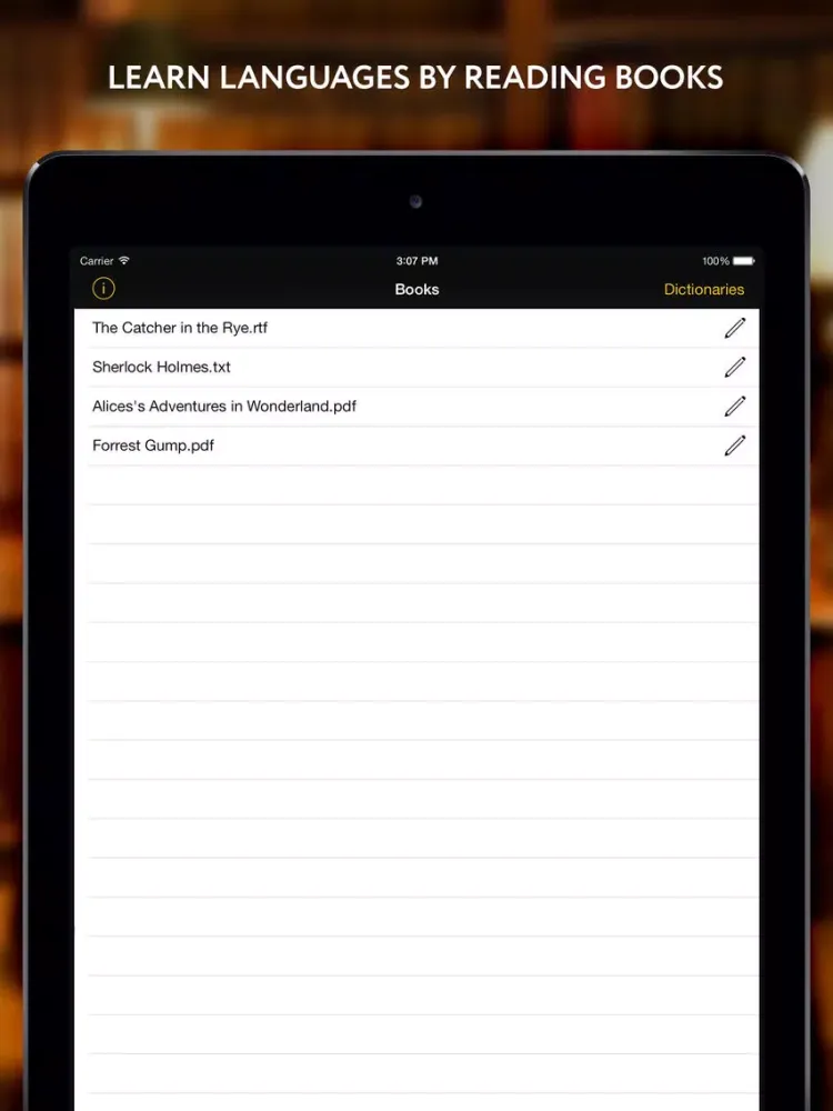 Diglot - EReader Translator for help language learners iPad 应用截图