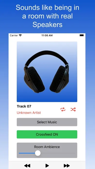 Tangkapan layar Headphone Crossfeed