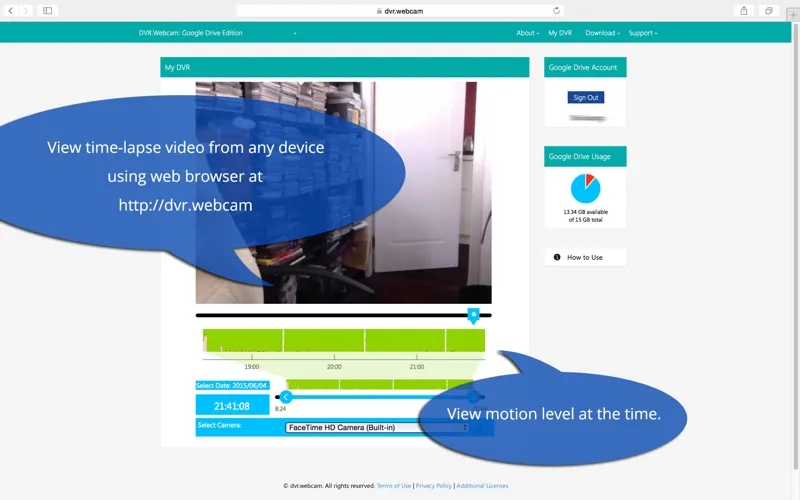 Screenshot di DVR.Webcam - Google Drive Edition