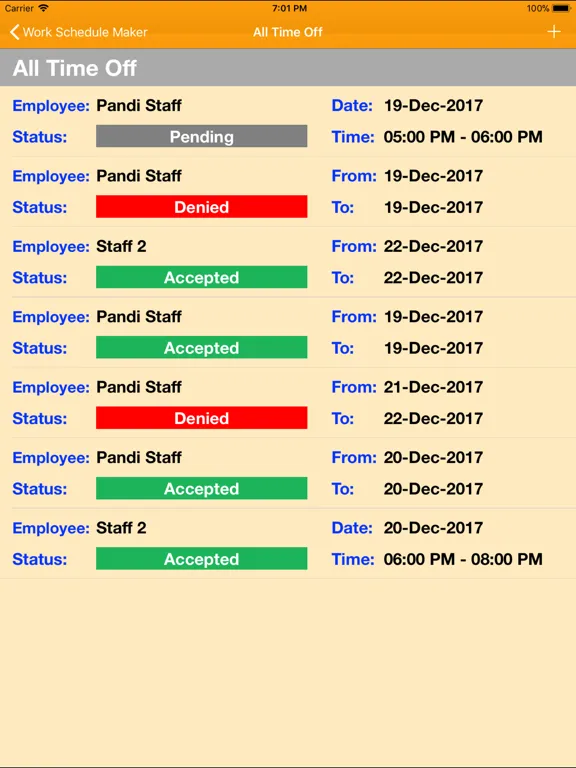 Work Schedule Maker iPad スクリーンショット