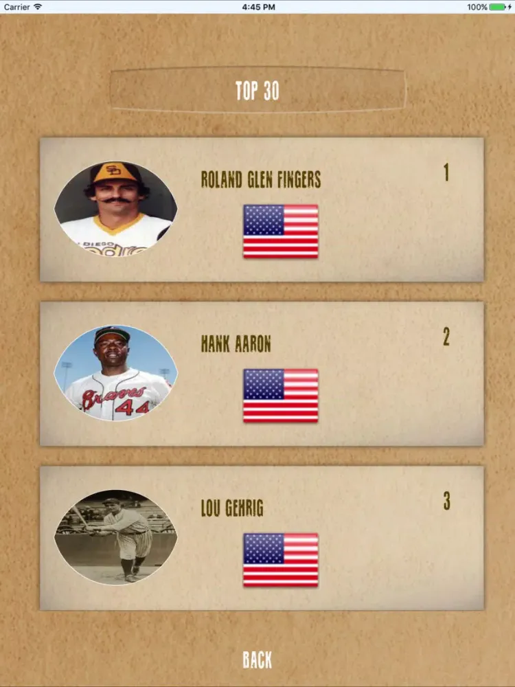 Legends of Baseball iPad 应用截图