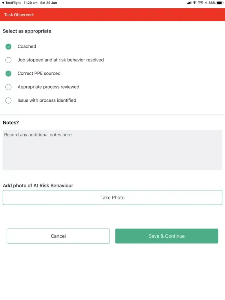 Tangkapan skrin Safety Obs iPad 