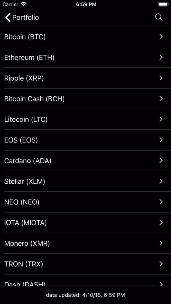 Ảnh chụp màn hình của HODL - Crypto Portfolio Value