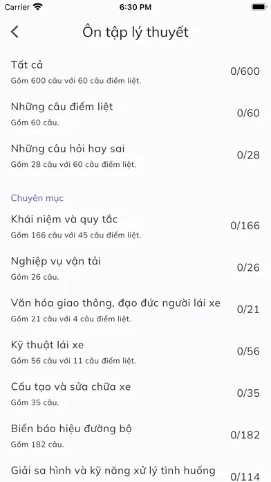 Ôn thi lý thuyết GPLX 600 câu स्क्रीनशॉट