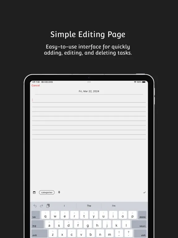 todo diary - simple todo list iPad  سکرین شاٹس