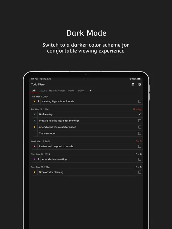 todo diary - simple todo list iPad  سکرین شاٹس