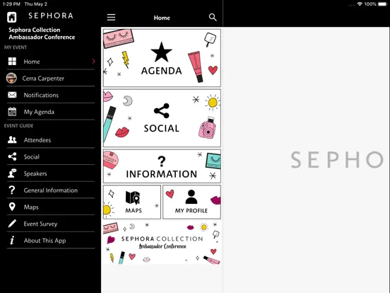 Capturas de pantalla de Sephora Corporate Events iPad 