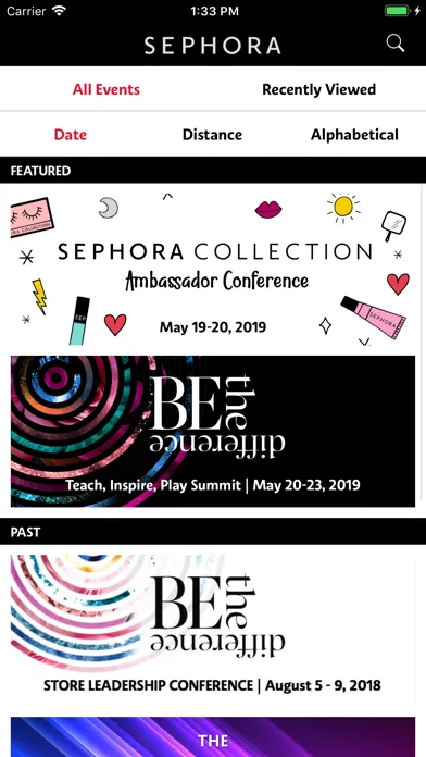 Capturas de pantalla de Sephora Corporate Events