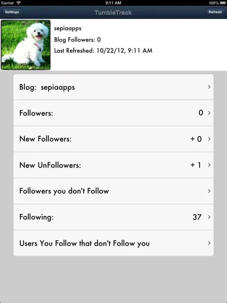 ภาพหน้าจอของ TumbleTrack Followers on Tumblr Lite - Track UnFollowers and View Quotes or Pictures iPad 