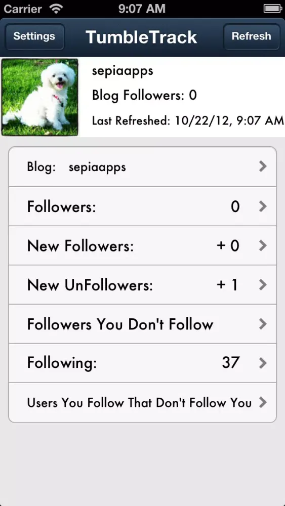 ภาพหน้าจอของ TumbleTrack Followers on Tumblr Lite - Track UnFollowers and View Quotes or Pictures