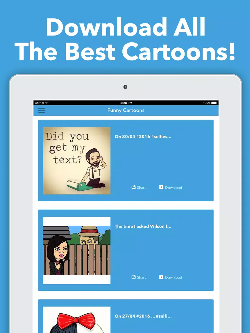 Funny Cartoon Strips and Photos Free - Download The Best Bit Comics iPad  স্ক্রিনশট