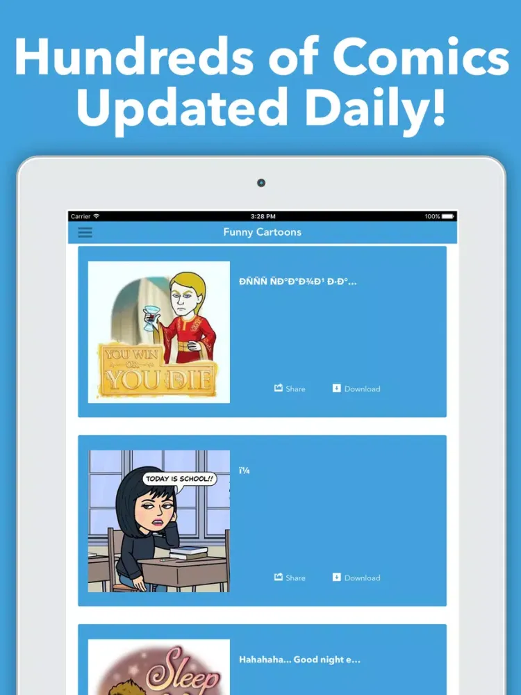 Funny Cartoon Strips and Photos Free - Download The Best Bit Comics iPad  スクリーンショット