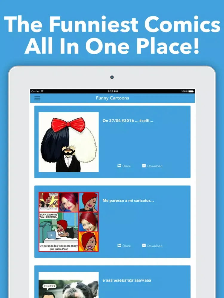 Funny Cartoon Strips and Photos Free - Download The Best Bit Comics iPad  スクリーンショット
