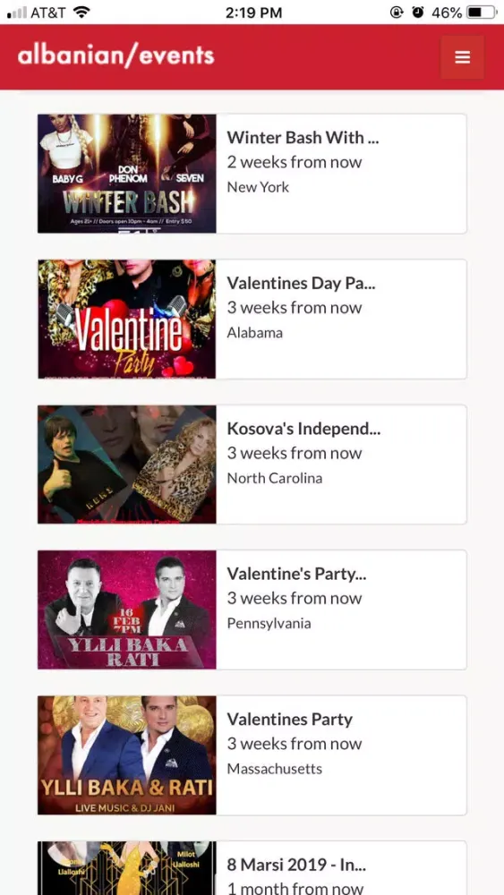 Ảnh chụp màn hình của Albanian Events
