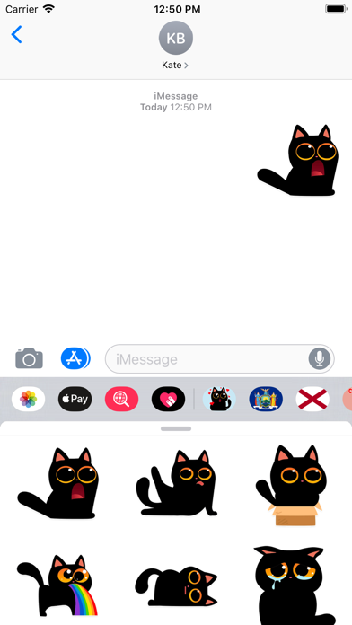 Funny Black cat stickers emoji スクリーンショット
