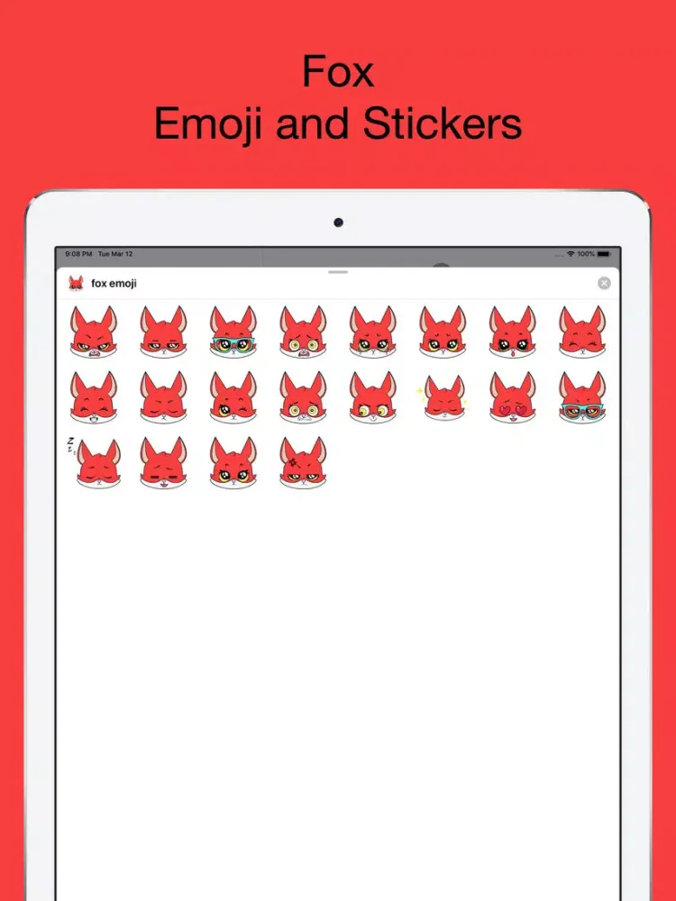 Fox emoji stickers pack iPad 应用截图