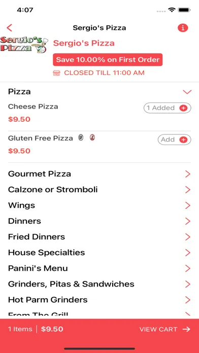 Tangkapan layar Sergio's Pizza