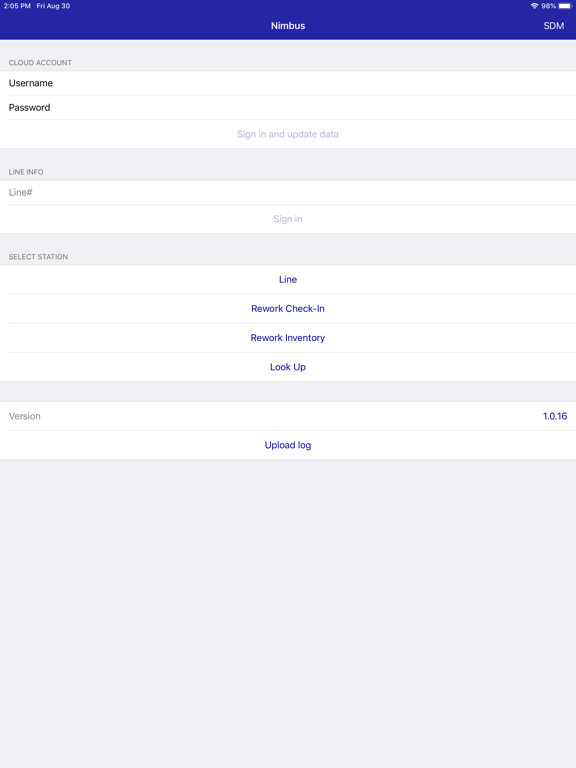Tangkapan layar nimbus-io iPad 