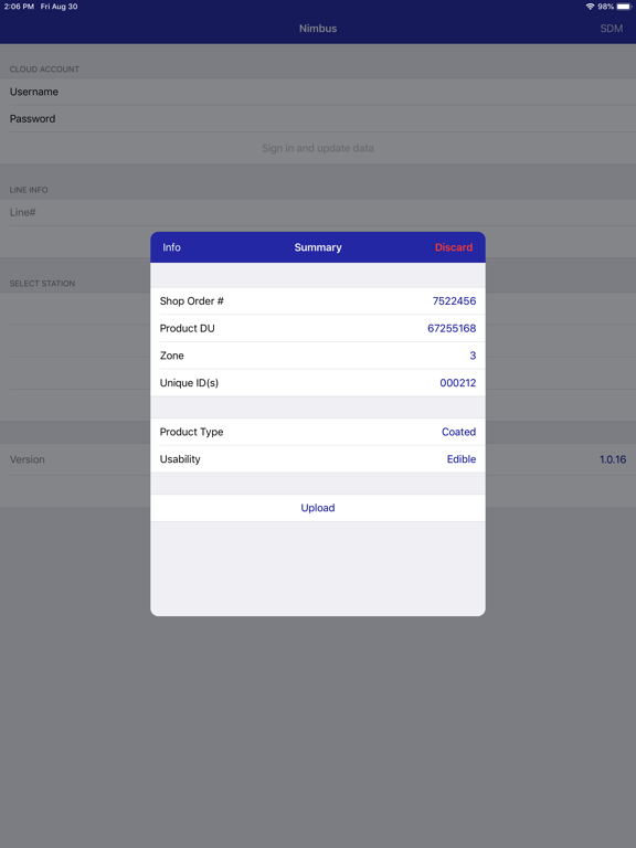 Tangkapan layar nimbus-io iPad 