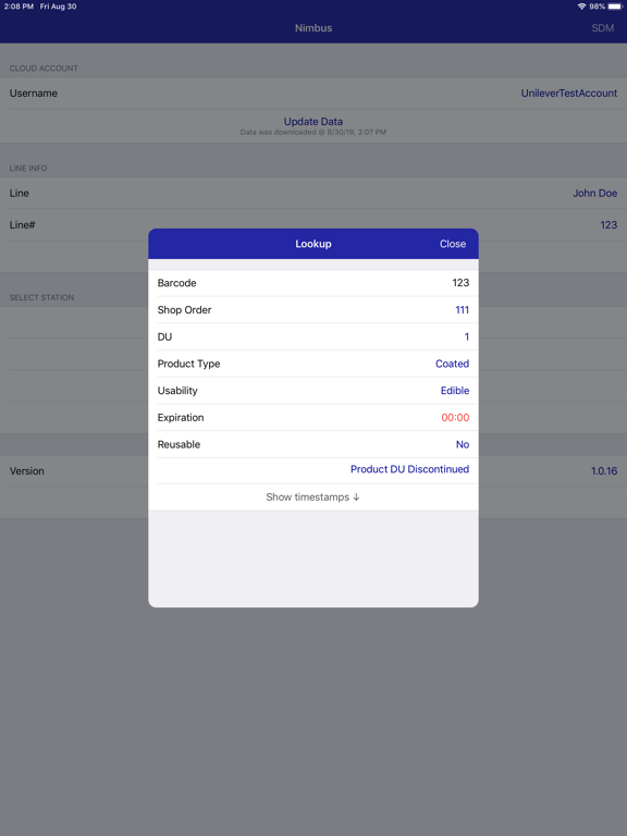 Tangkapan layar nimbus-io iPad 