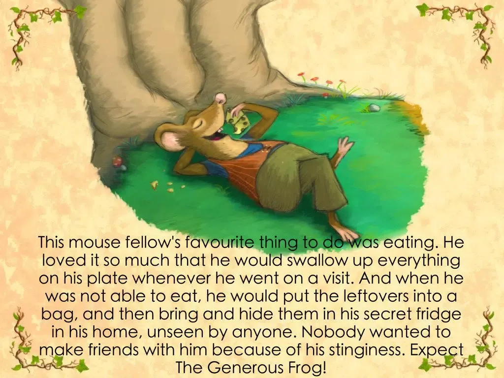 Captures d'écran de "The Pinchpenny Mouse" interactive animated storybook iPad 