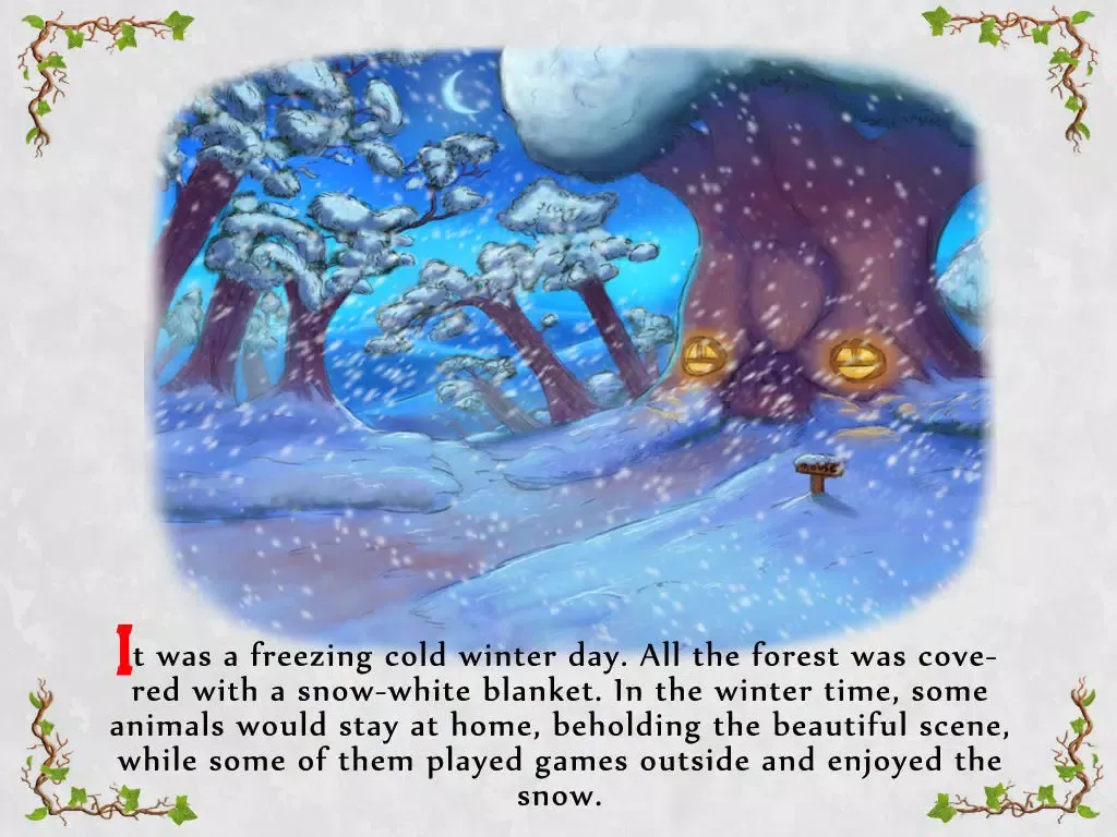 Captures d'écran de "The Pinchpenny Mouse 2" winter adventure interactive storybook iPad 