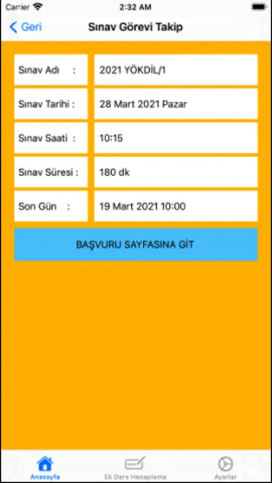 Sınav Görevi Takip Screenshots