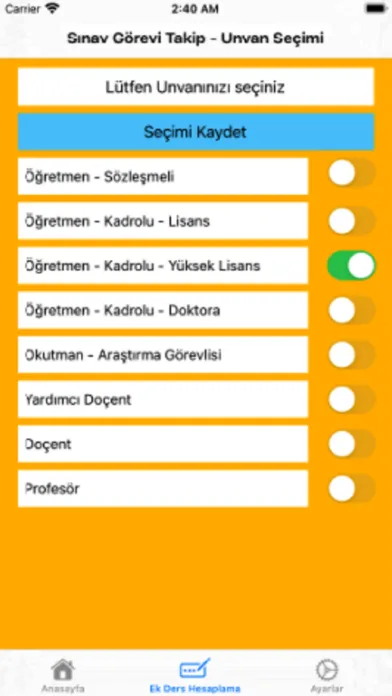Sınav Görevi Takip Screenshots