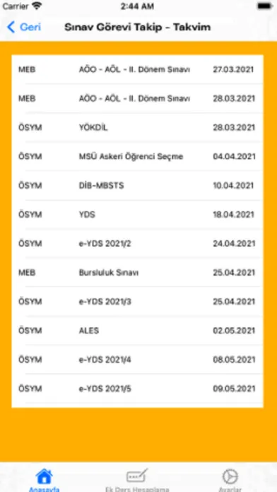 Sınav Görevi Takip Screenshots