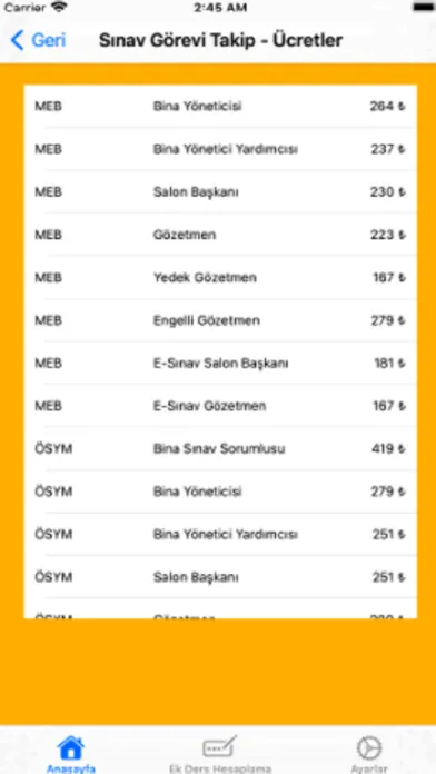 Sınav Görevi Takip Screenshots