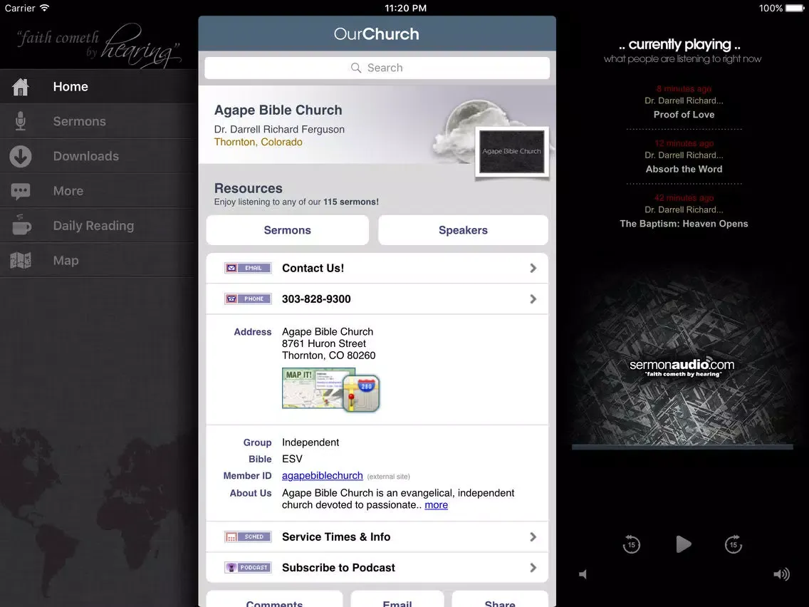 Capturas de tela do Agape Bible Church iPad 