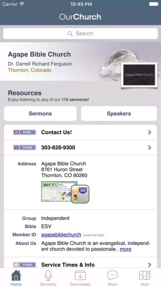 Capturas de tela do Agape Bible Church