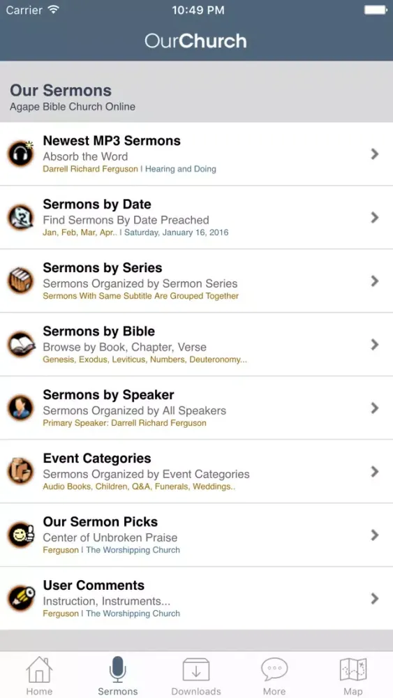 Capturas de tela do Agape Bible Church