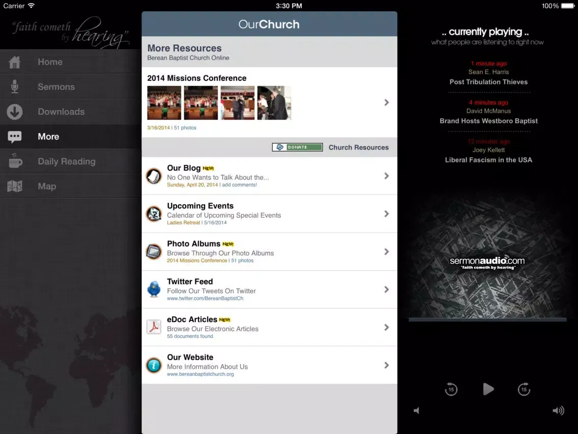Capturas de pantalla de Berean Baptist Church iPad 