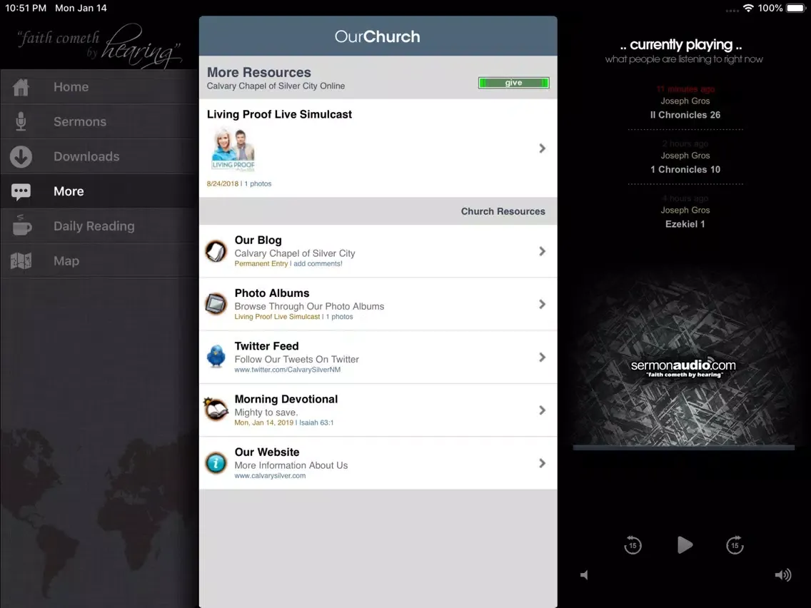 Capturas de tela do Calvary Chapel of Silver City iPad 